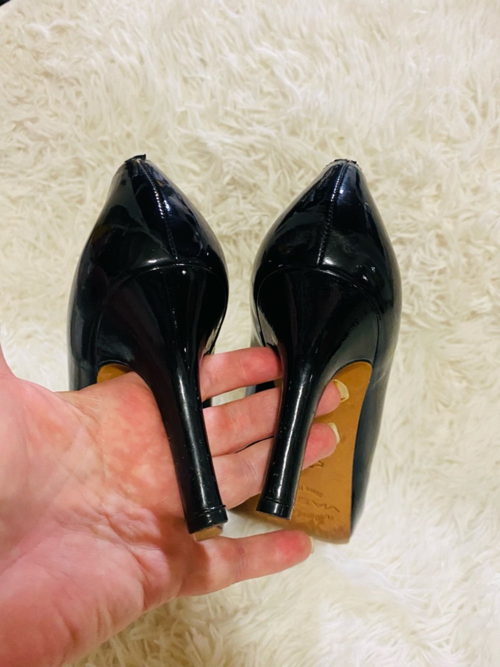 Via Spigo Black Patent Leather Peep Toe Pumps Heels 9M Italy - Picture 7 of 15